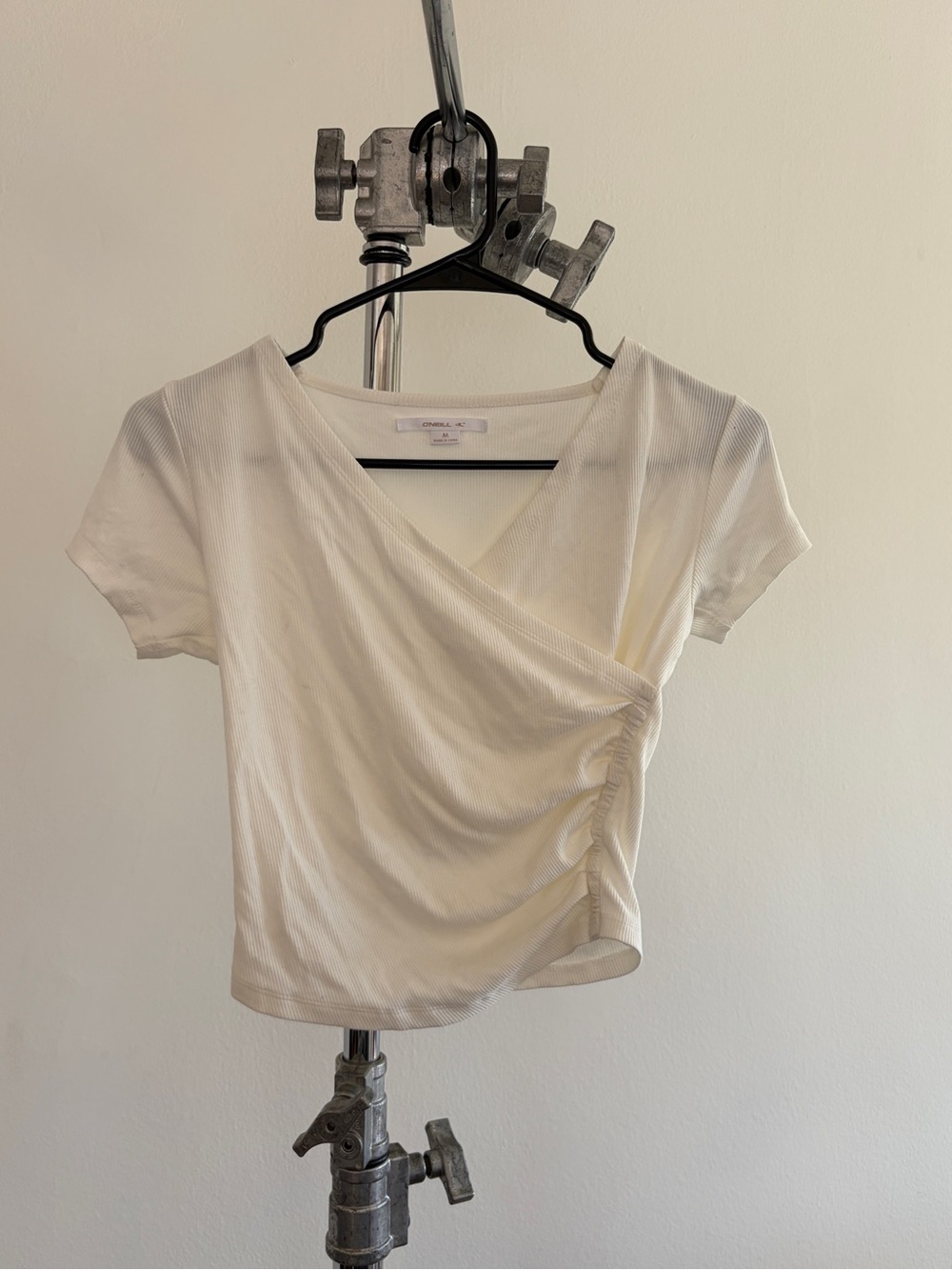O'Neill Cream Wrap Ruched Crop Top